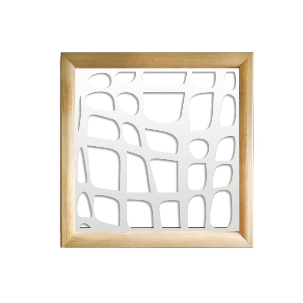 ABSTRAKT - Kwadratowe moduły dekoracyjne z drewna i PCV - rozmiar 48x48 cm - grubość 47 mm - kolor wewnętrzny BIAŁY