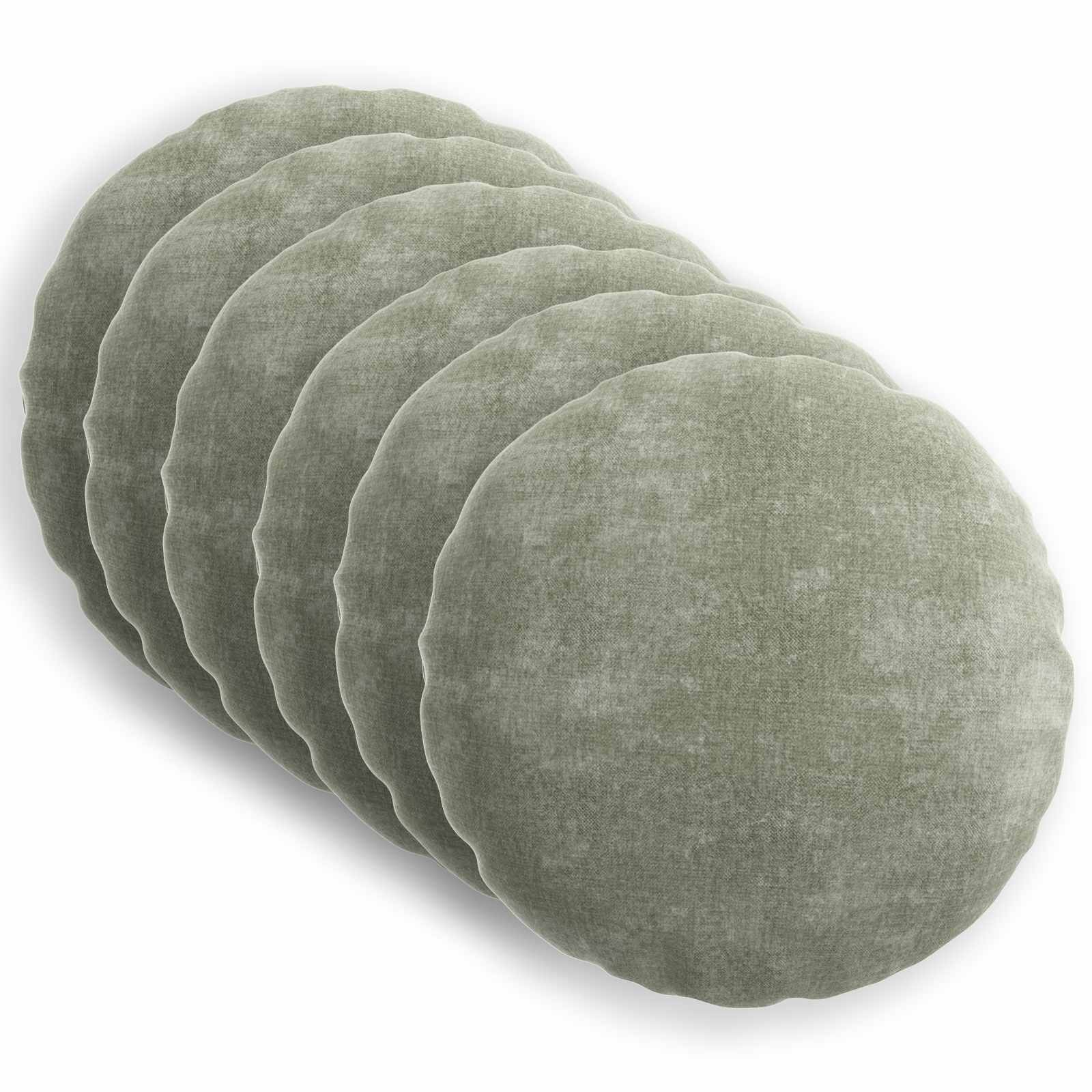 6x Poszewka Dekoracyjna na Poduszkę Okrągła Ø60 cm Szenilowa Zielona