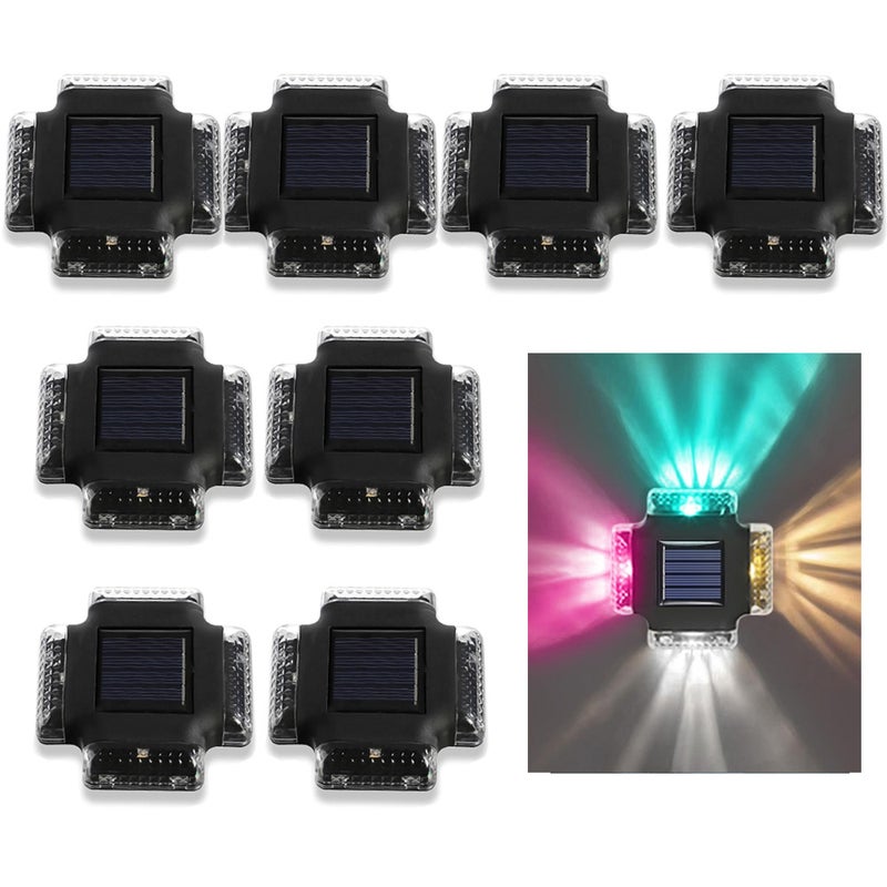 8 sztuk solarnych lamp ściennych zewnętrznych LED wodoodporne lampy solarne lampa zewnętrzna do dekoracji balkonu krajobrazu ogrodu, światło RGB