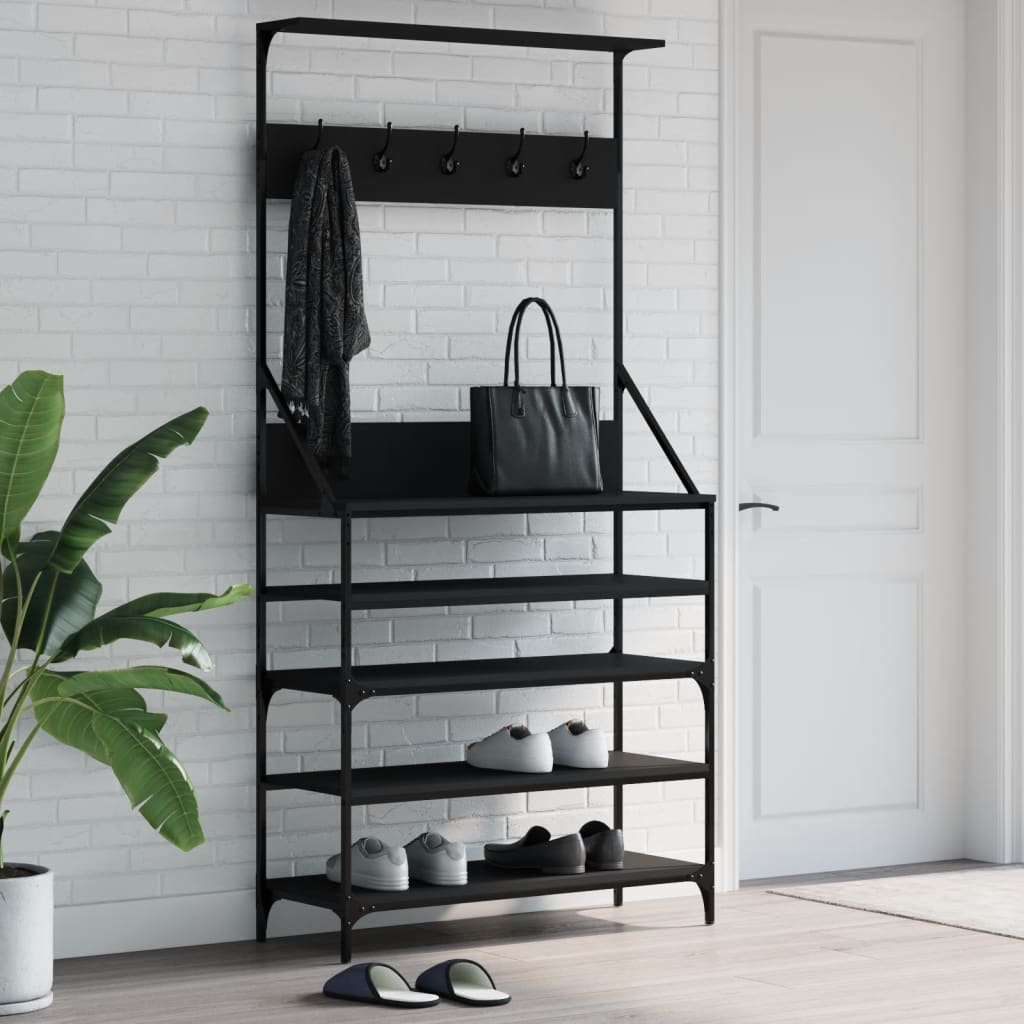 Wieszak na ubrania z miejscem na buty, czarny, 90x34x184 cm vidaXL