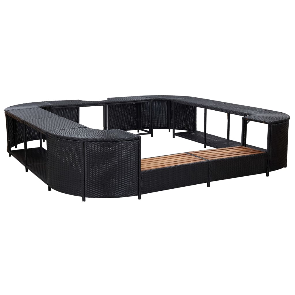 Kwadratowa obudowa spa, czarna, 268x268x55 cm, polirattan vidaXL