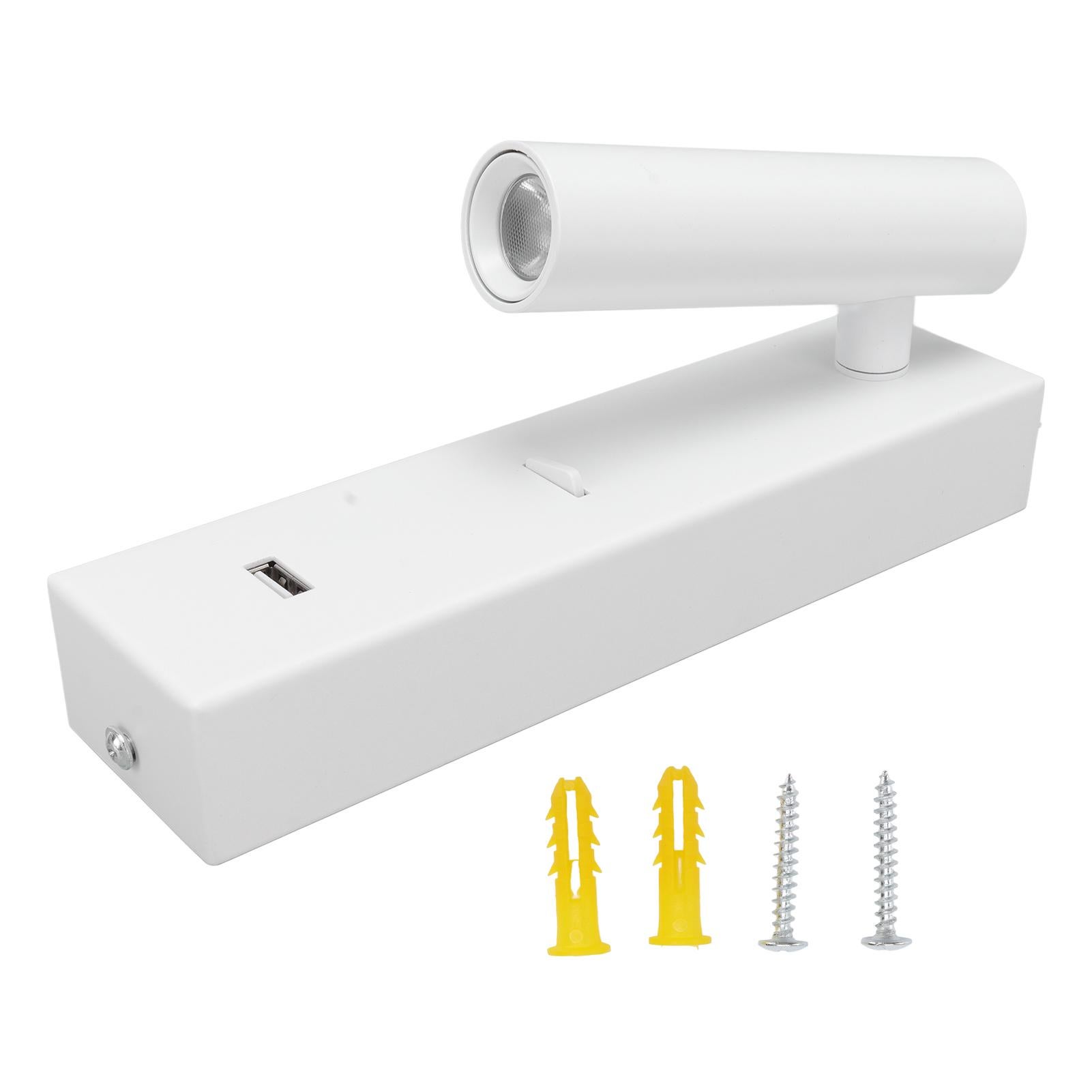 Regulowana lampka do czytania ścienna, minimalistyczna lampa ścienna LED z włącznikiem, wyjście USB, ciepłe światło 100-240V