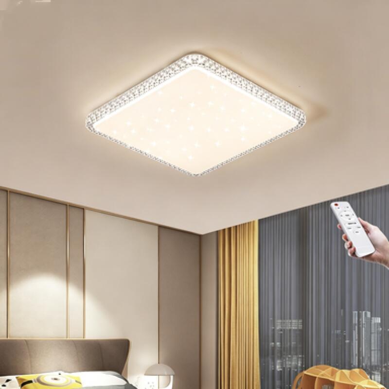 40 cm kryształowa lampa sufitowa LED, 24 W, regulowana temperatura barwowa i jasność, z pilotem, jednowarstwowa, kwadratowa.