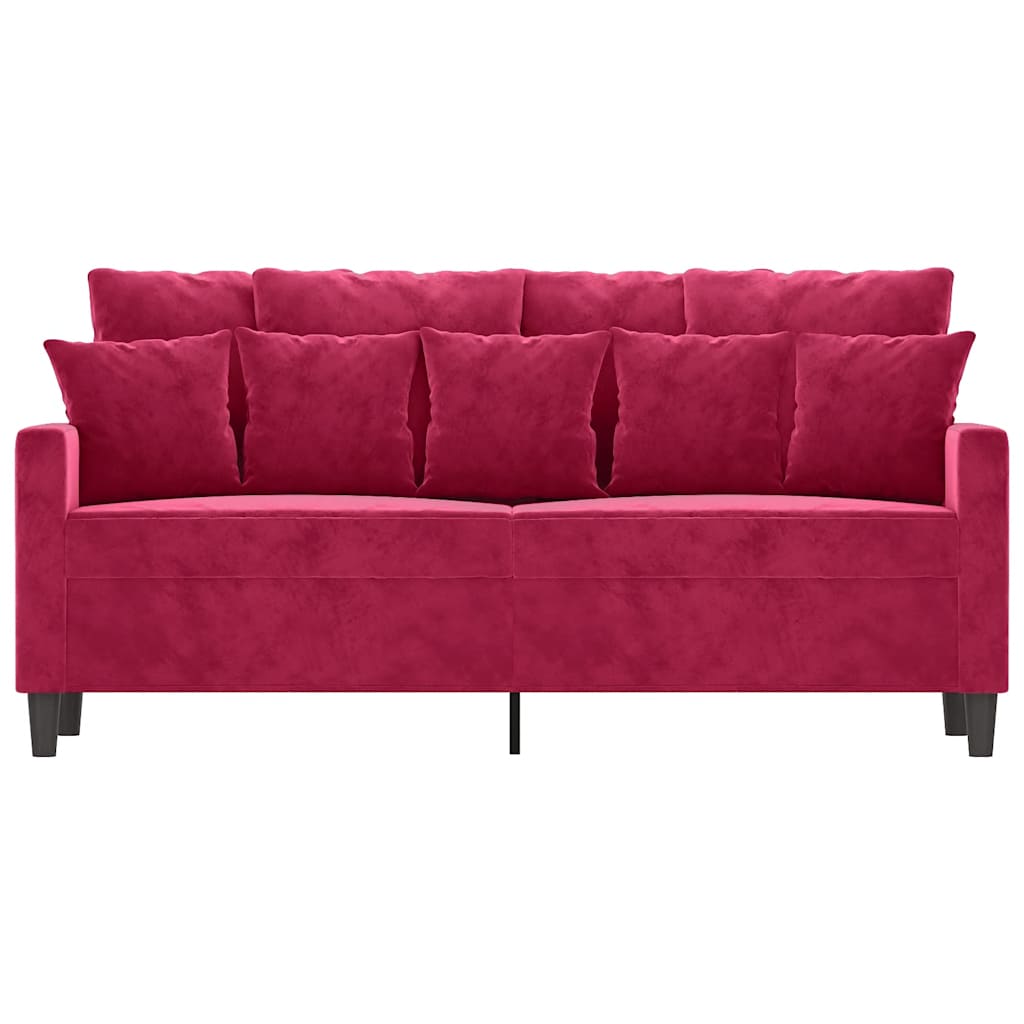 Sofa 2-osobowa, winna czerwień, 140 cm, tapicerowana aksamitem