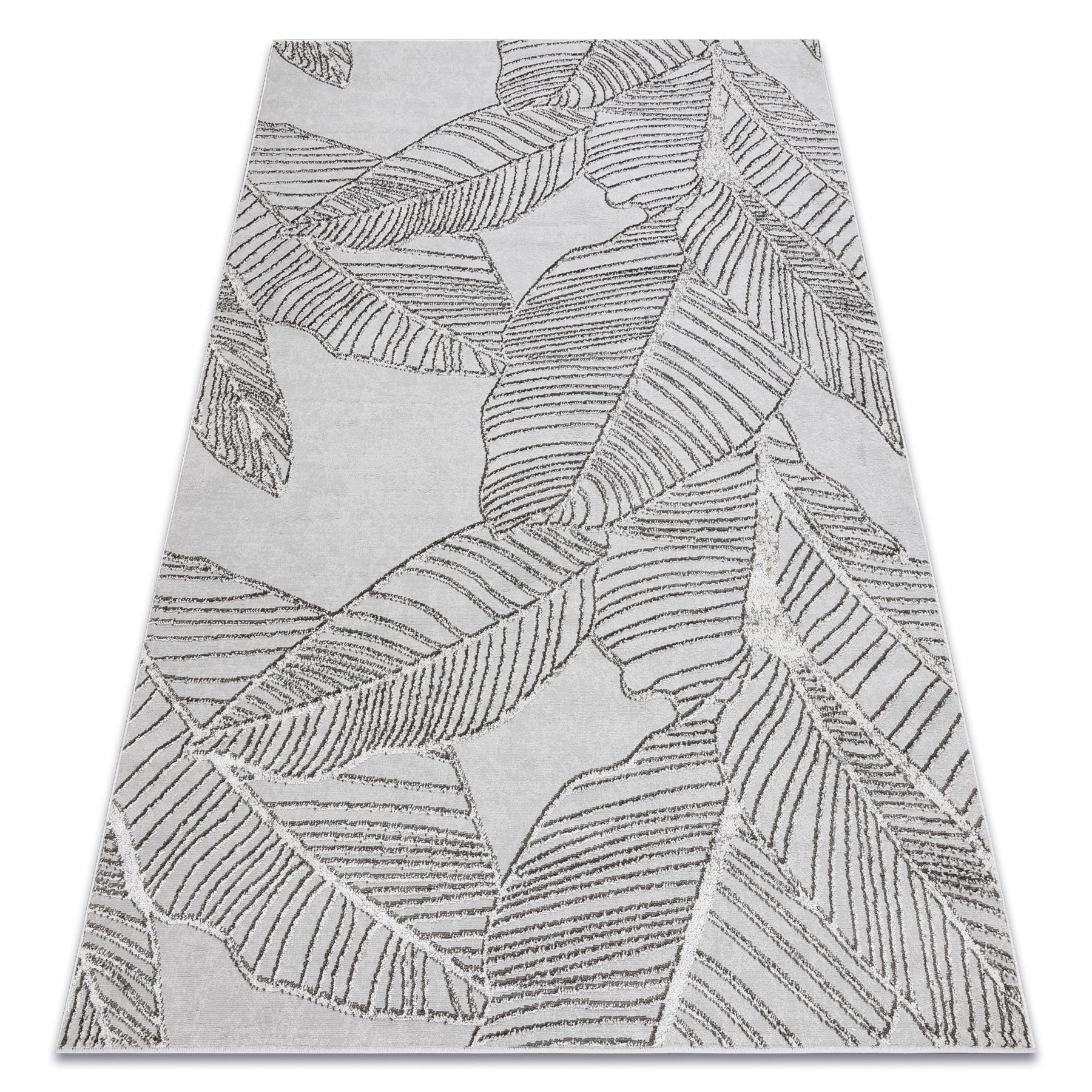 Dywan LIRA E1482 Liście strukturalny, nowoczesny, glamour - szary 120x170 cm