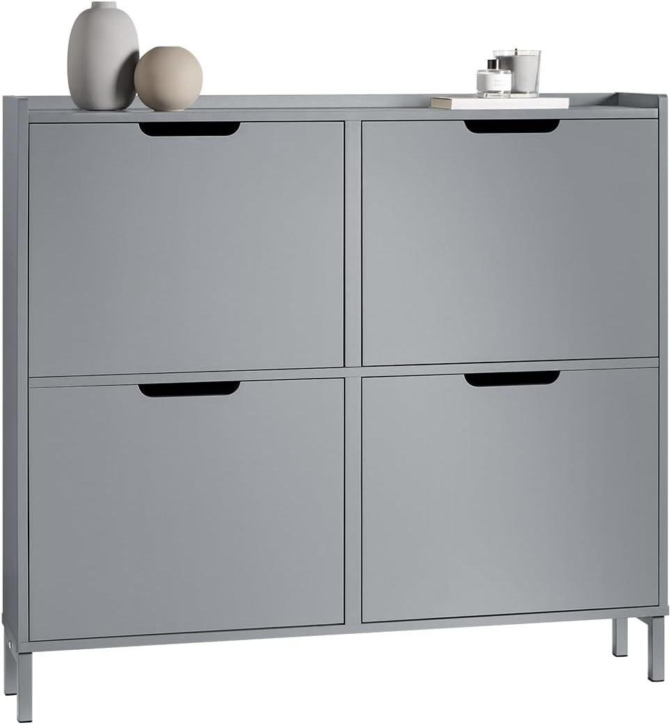 SoBuy Szafka na Buty 4 klapy Komoda Organizer Przedpokój FSR100-HG