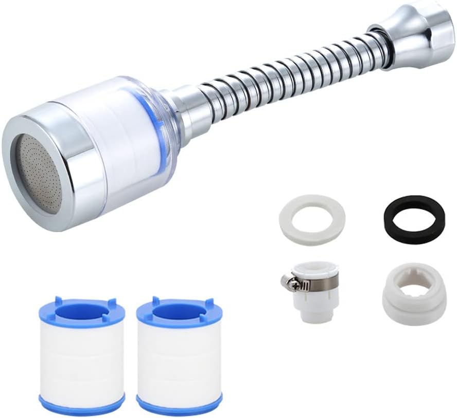 Zestaw filtrów do wody kranowej, uniwersalny filtr antykamienny z 2 wkładami filtracyjnymi z bawełny PP, głowicą natryskową obracającą się o 360° i f