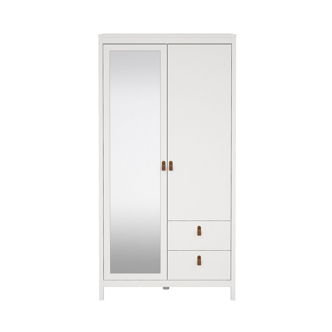 Madrid szafa 199x103x59cm, 1 drzwi, 1 drzwi z lustrem, 2 szuflady biały.