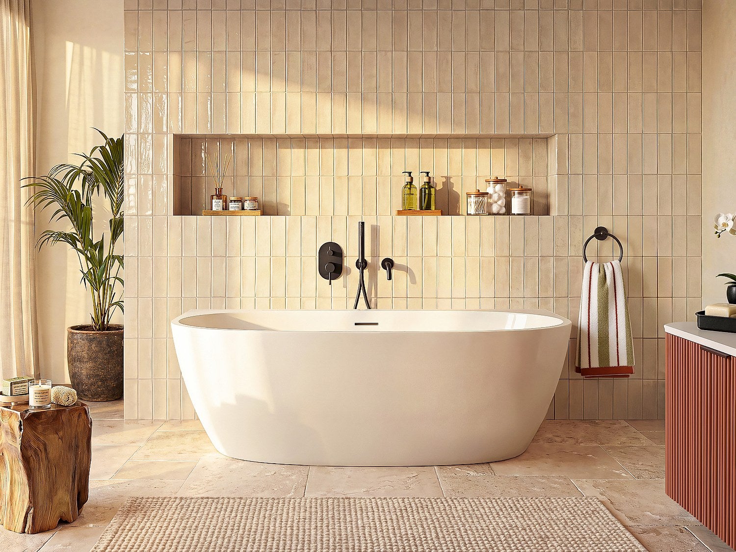 Biała półwolnostojąca wanna - 252 L - Akryl - 170 x 80 x 58 cm - AMOSARI