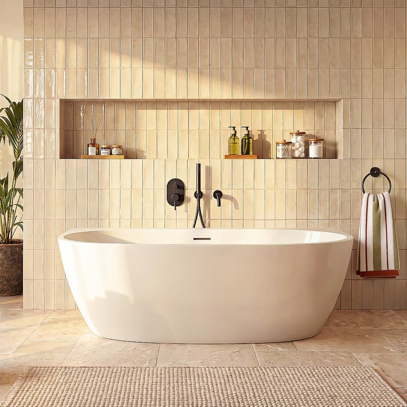 Biała półwolnostojąca wanna - 252 L - Akryl - 170 x 80 x 58 cm - AMOSARI