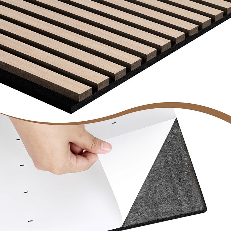 Zestaw 1 paneli akustycznych samoprzylepnych Dąb 120x60 cm, lamele ścienne MDF na filcu