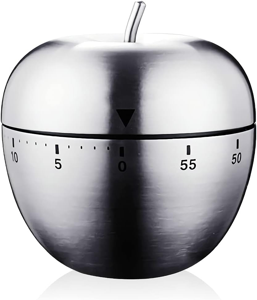 Timer kuchenny w kształcie jabłka, ręczny mechaniczny alarm obrotowy, ze stali nierdzewnej do gotowania i pieczenia