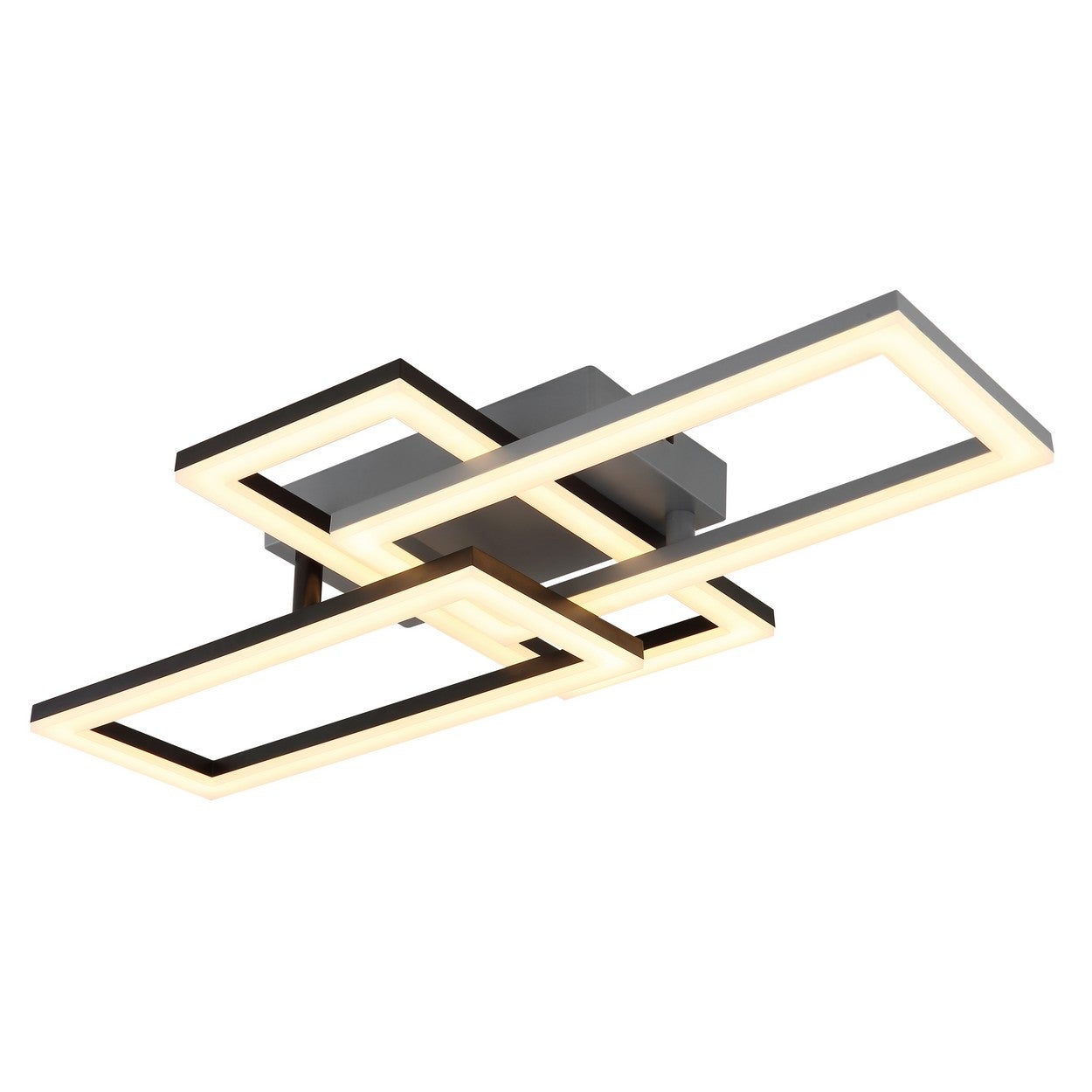 Półwpuszczana lampa sufitowa z wbudowanymi diodami LED, 61x34cm, matowa czerń, 3 diody LED, 3000K