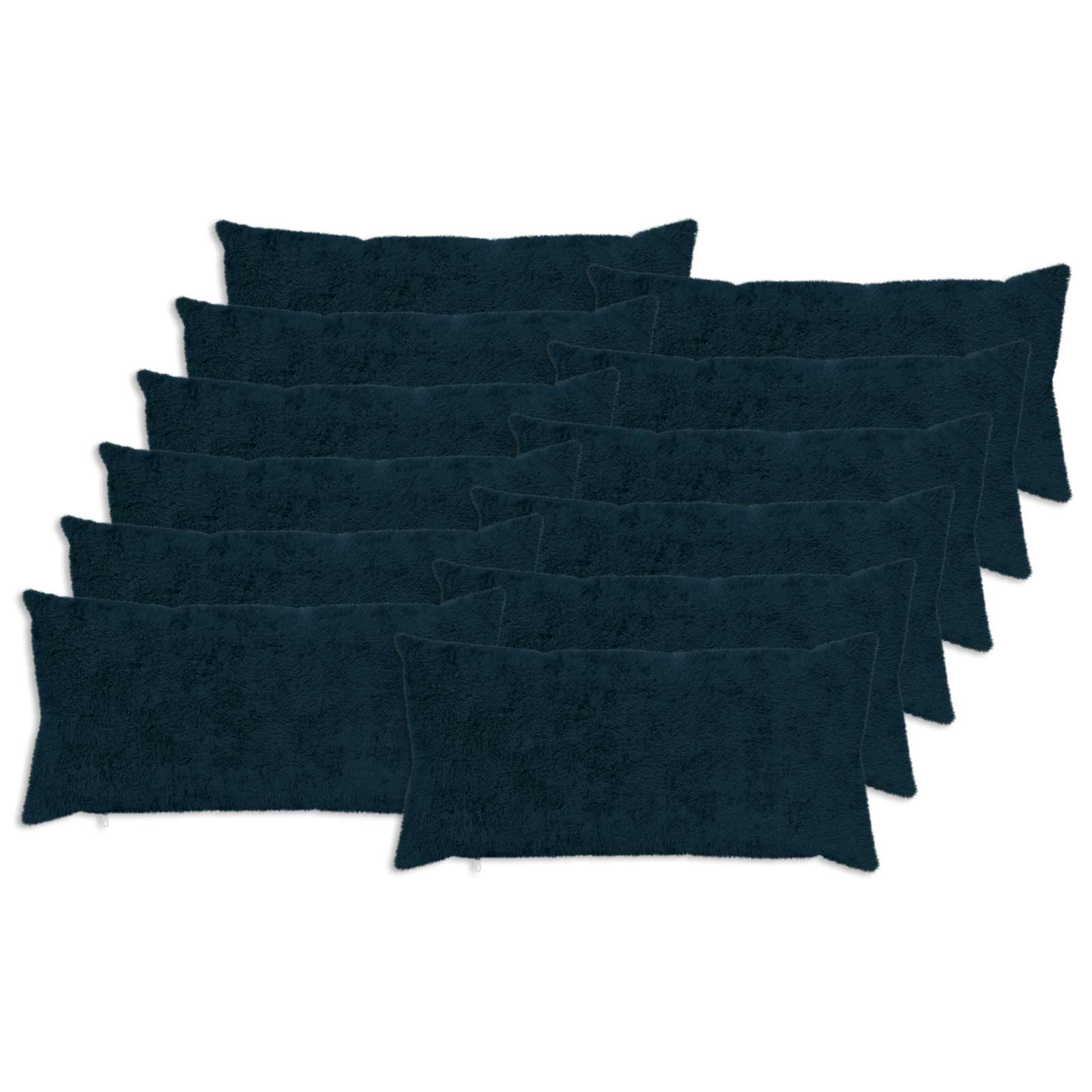 12x Poszewka Dekoracyjna na Poduszkę 40x80 cm ze Sztucznego Futra Granatowa