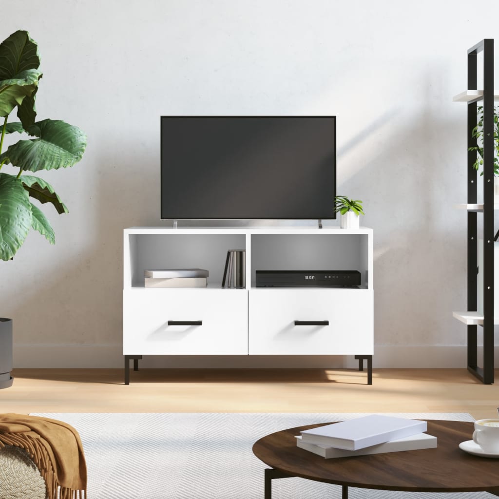 vidaXL Szafka TV, biała, wysoki połysk, 80x36x50 cm