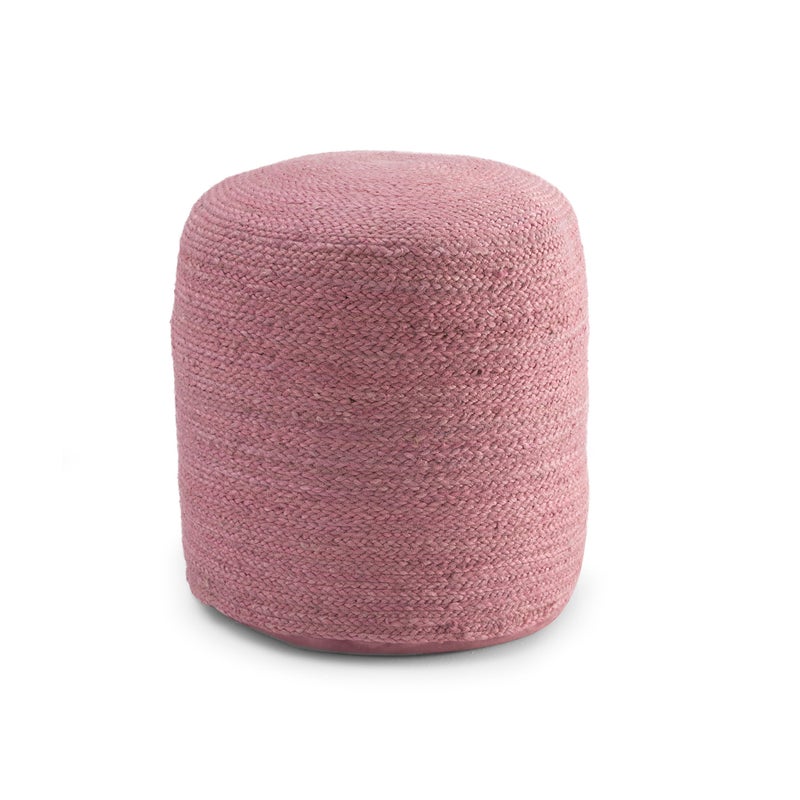 Puf z juty w kolorze różowego złota w stylu vintage, 45x45x45 cm – siedzisko i dekoracja do salonu, sypialni i przestrzeni w stylu boho