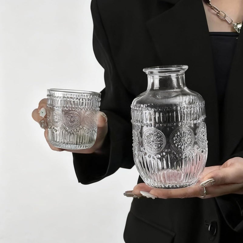 Elegancki zestaw barowy ze szkła tłoczonego z łatwymi do czyszczenia powierzchniami - Ergonomiczne szklanki tłoczone - Szklanki do wody