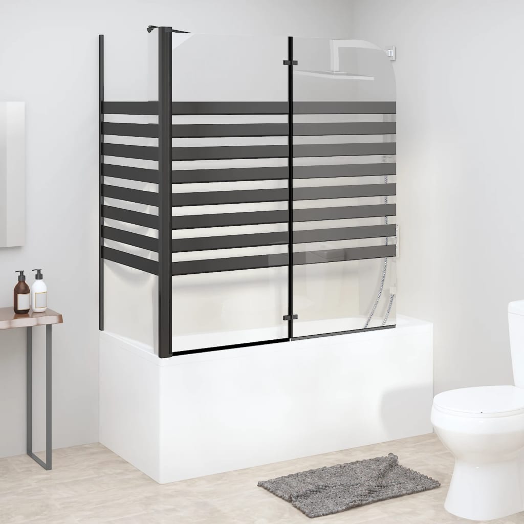 Parawan wannowy w paski, 120x68x130 cm, szkło hartowane vidaXL