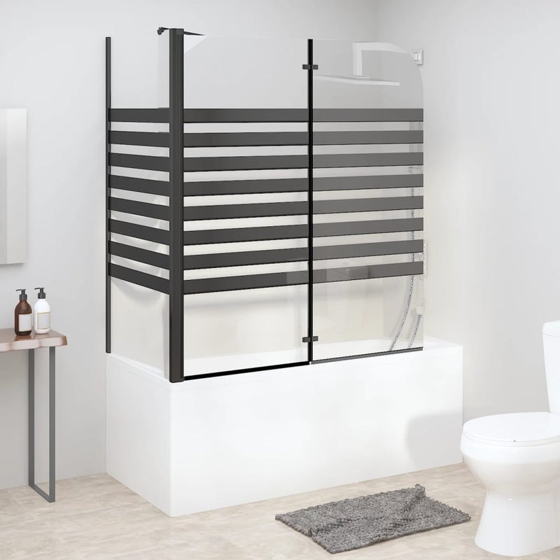 Parawan wannowy w paski, 120x68x130 cm, szkło hartowane vidaXL