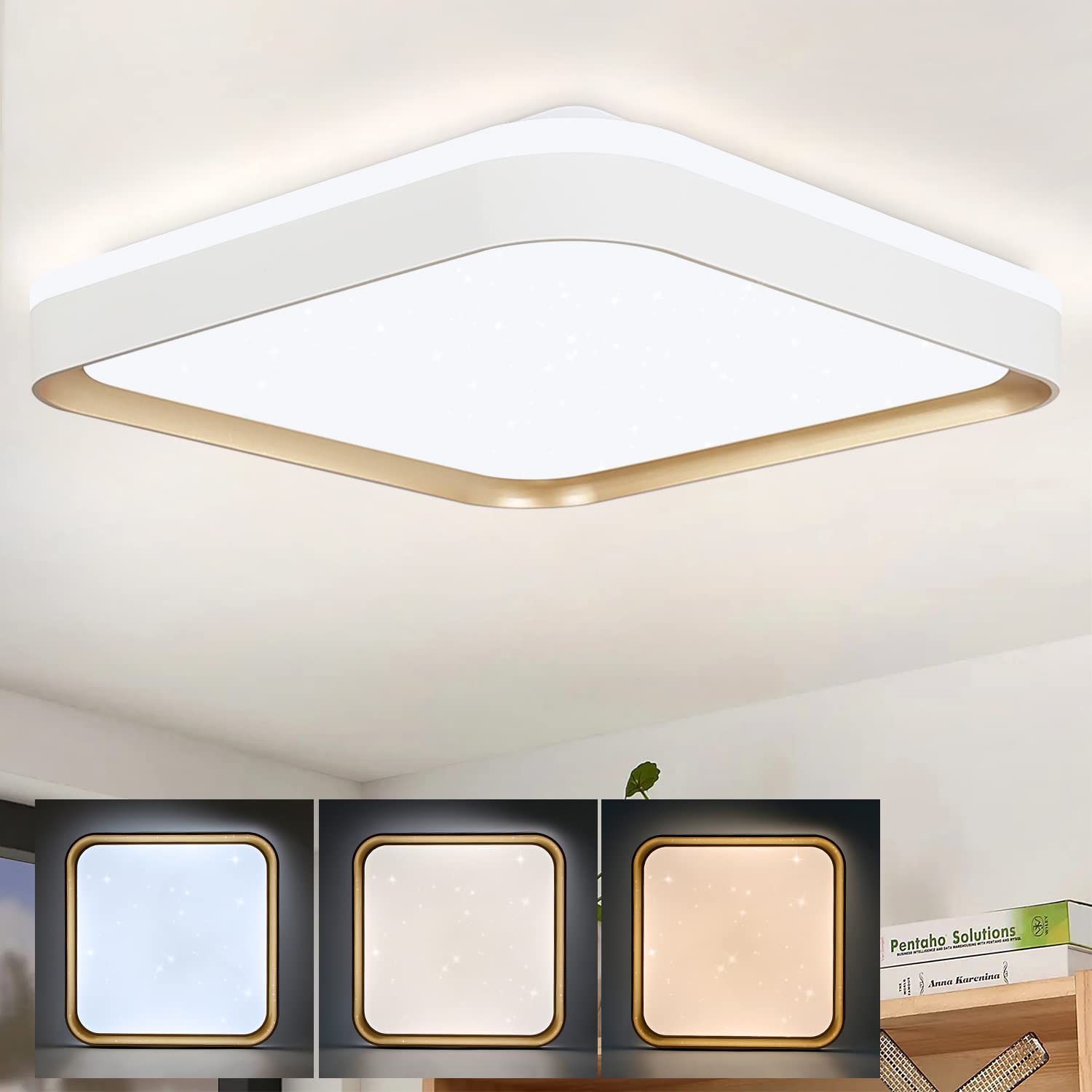 Akrylowa lampa sufitowa LED do sypialni, salonu, głównej sypialni, 3000-6000 K, 54 W, zmienna intensywność dla domu.