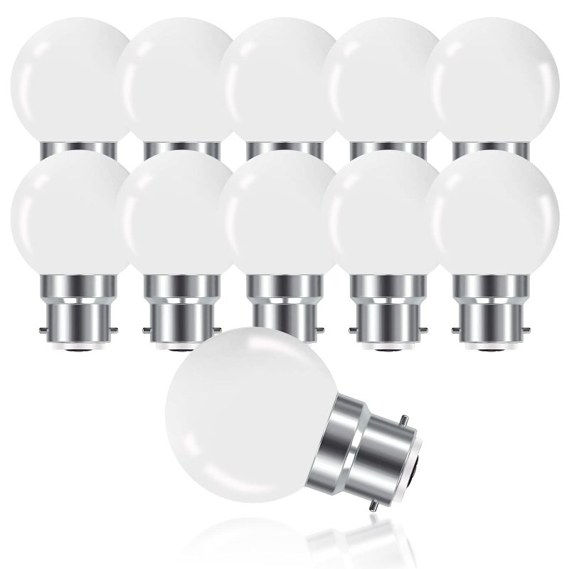 Żarówka LED bagnetowa B22 3W, Żarówka Mini Globe Golfball B22 G45, Ciepła Biel 3000K, 180LM, Odpowiednik żarówki 20W, Nieściemnialna, Zestaw 10 sztuk