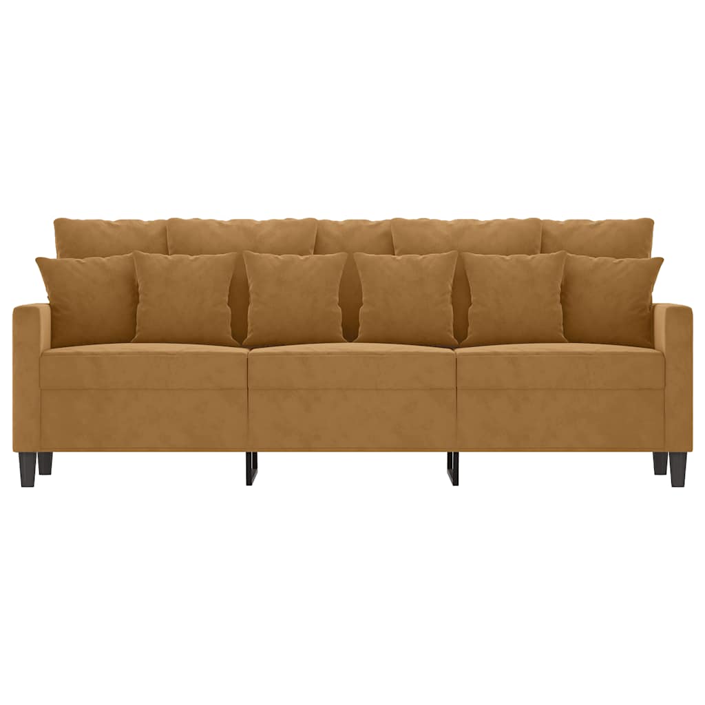 Sofa 3-osobowa, brązowa, 180 cm, tapicerowana aksamitem