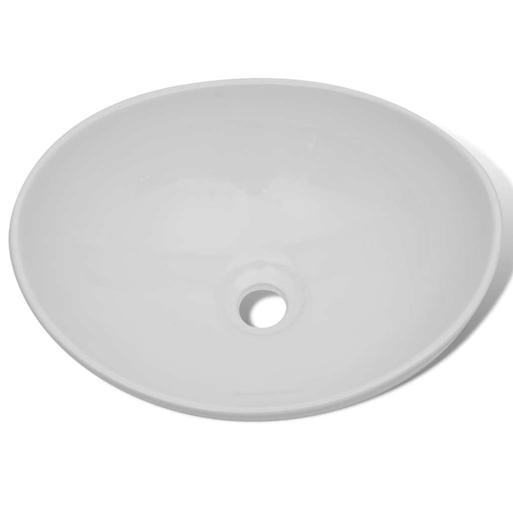 Umywalka Nablatowa Ceramiczna Owalna Biała do Łazienki 40 cm