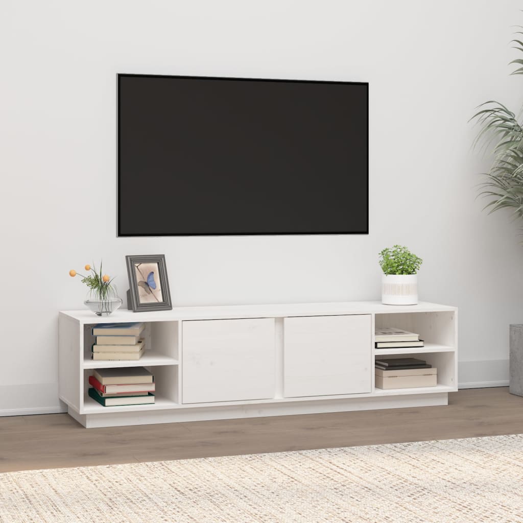 Szafka pod telewizor, biała, 156x40x40 cm, lite drewno sosnowe vidaXL