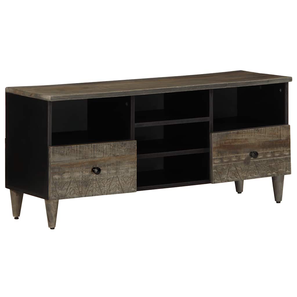 Szafka pod telewizor, czarna, 100x33x46 cm, lite drewno mango