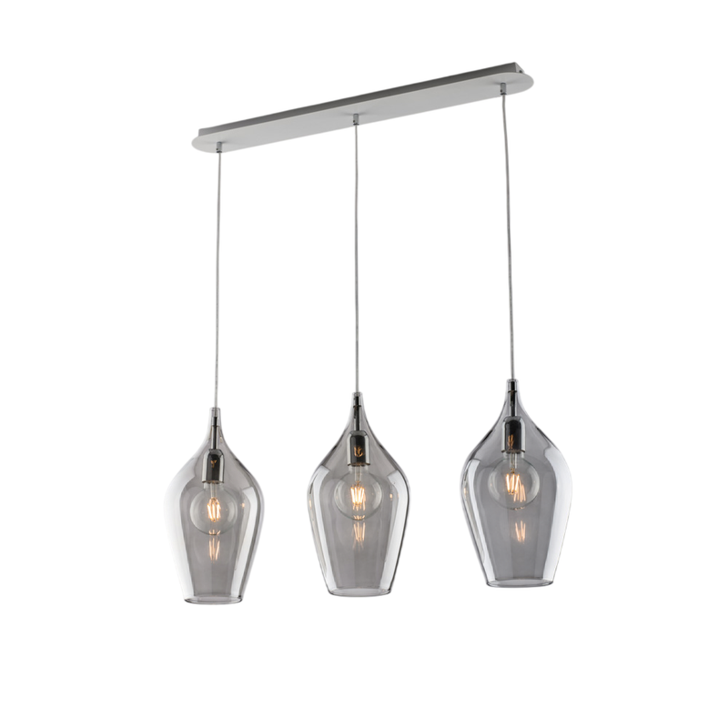Binario in ferro con vetri grigio pyrex 3 luci H.41 - MAX 141 - L.75 X 10