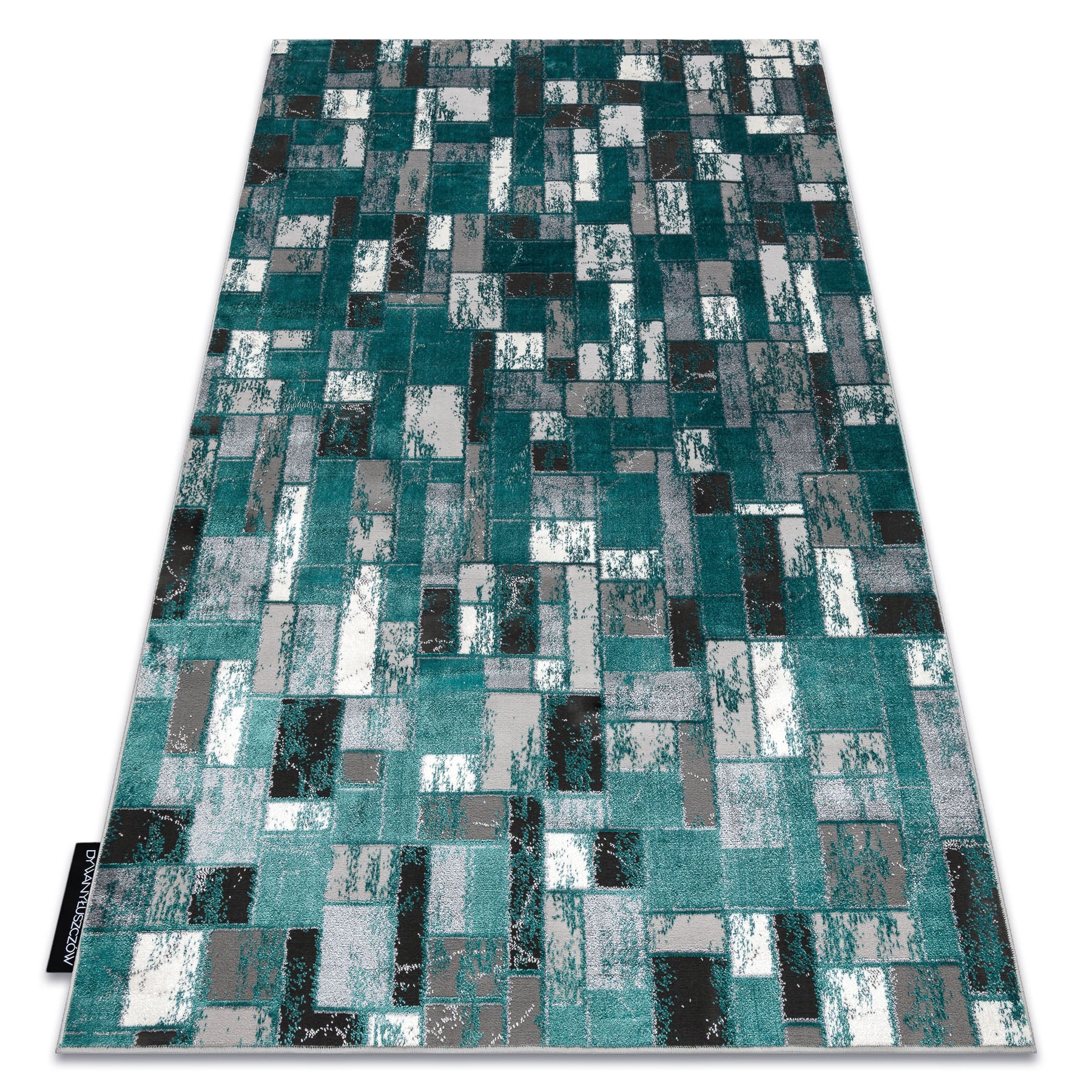 Dywan DE LUXE nowoczesny 6768 Geometryczny - Strukturalny zielony / antracyt 240x330 cm