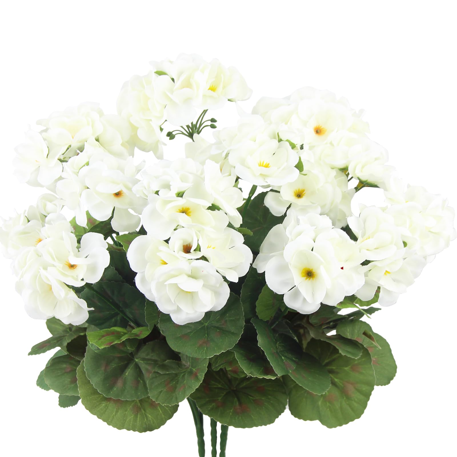 Zestaw 3 sztuk sztucznych geranium z jedwabiu, odpornych na UV, do dekoracji ogrodu, tarasu, białe