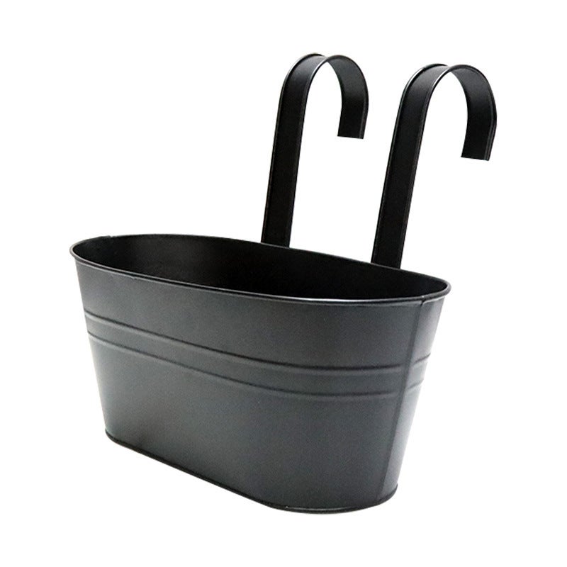 Kwietnik zawieszany do balustrad lub ogrodzeń zewnętrznych, zawieszany kwietnik 27*14.5 cm (czarny)