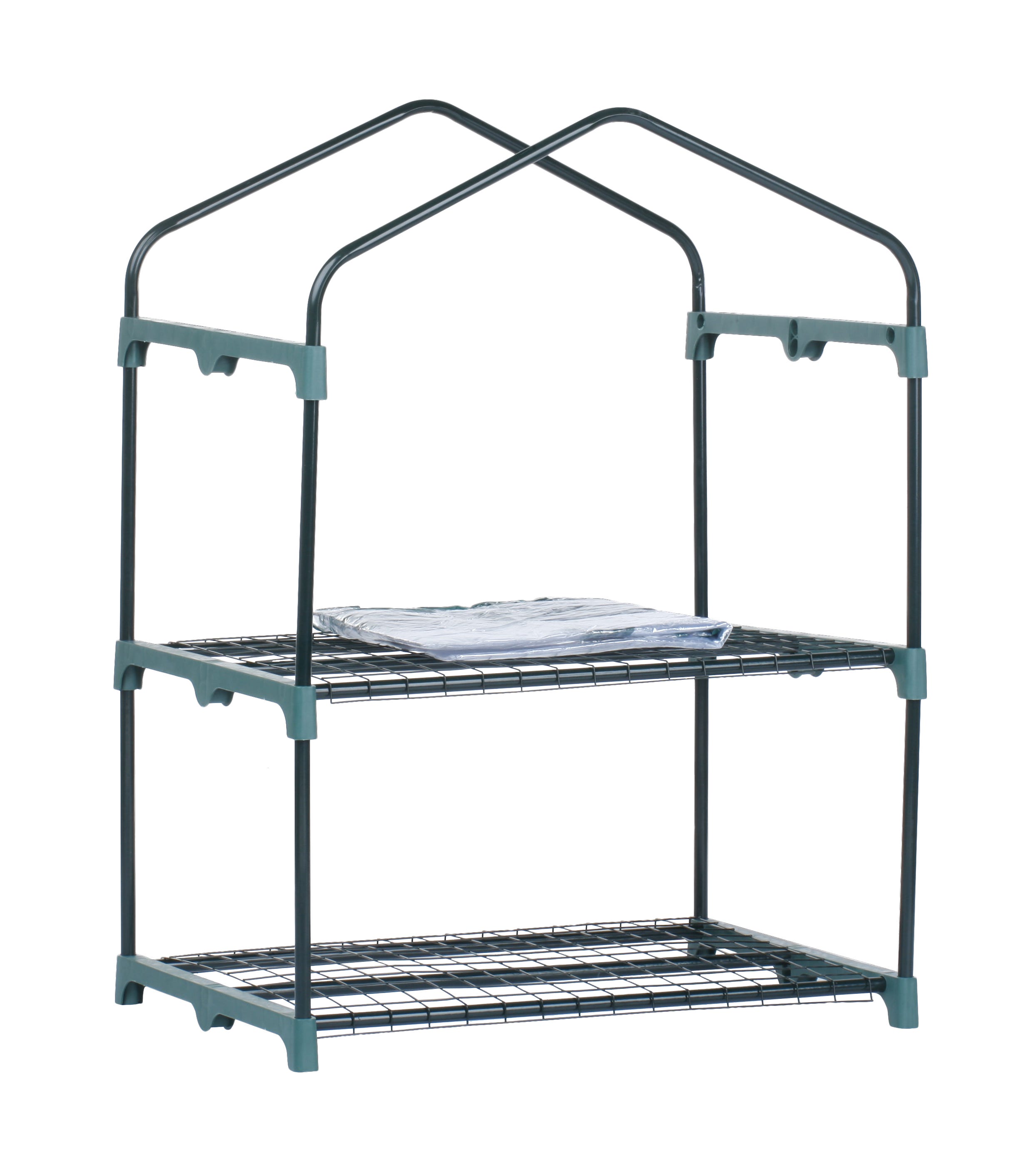Szklarnia z 2 półkami ze stali i PVC 69x49x93 cm