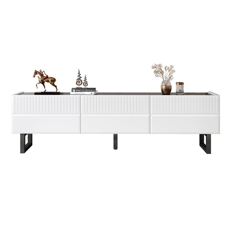 TV-Ständer mit 3 Schubladen - Schwarz-Weiße - 170x35x47 cm - MDF und PB - Minimalistisches Design