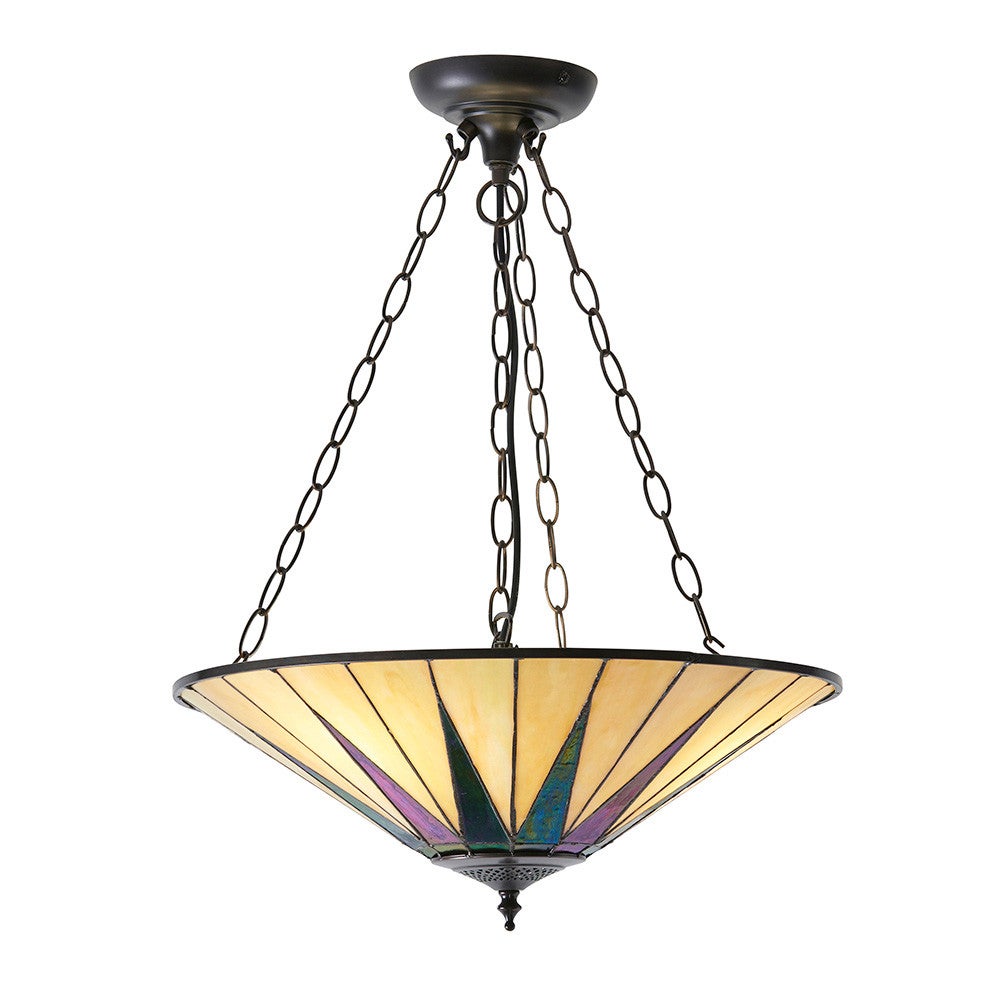 Lampa sufitowa witrażowa DARK STAR brązowa 3xE27x40W szkło wym:100x49x49cm IP20 Tiffany