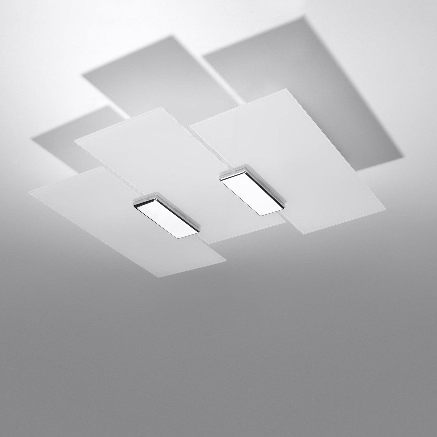 Plafonnier Acier Chrome/Blanc E27 3 Fabiano
