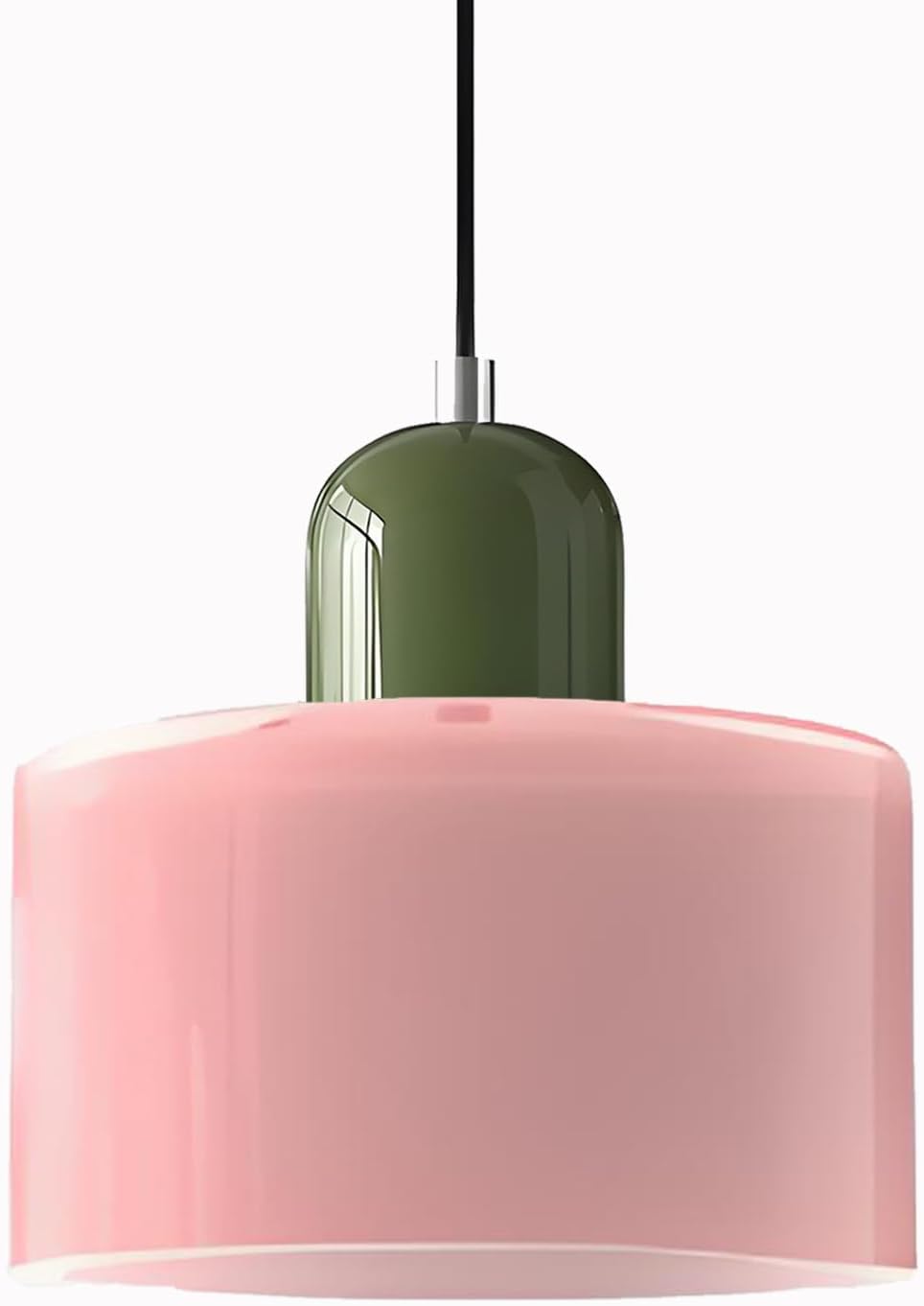 Nowoczesna lampa wisząca ze szkła nordyckiego, 15 cm, oprawka E27, regulowana wysokość do 150 cm, wykonana z metalu i szkła (różowa).