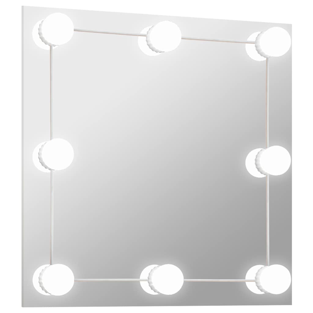 Lustro Ścienne Kwadratowe z Oświetleniem LED Bezramowe 50x50 cm Srebrne