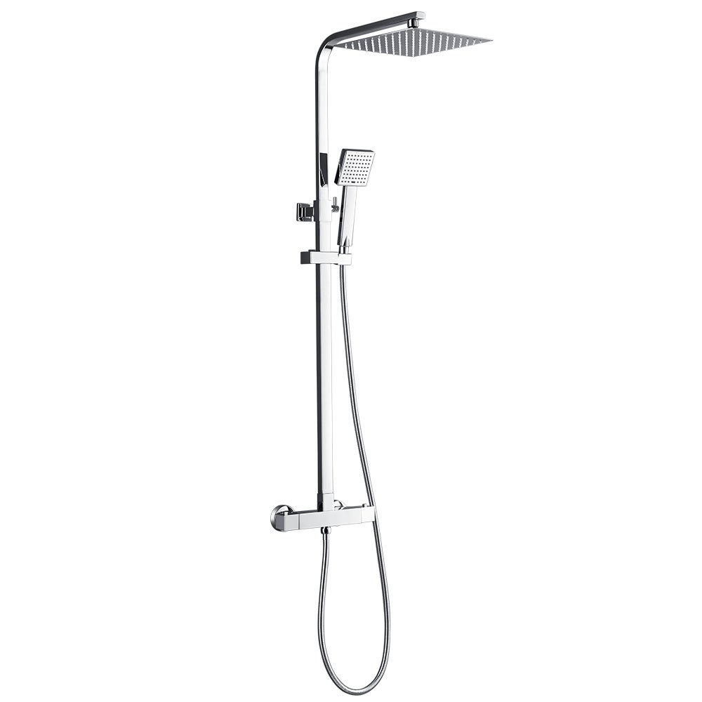 Kolumna prysznicowa termostatyczna, głowica prysznicowa Auralum max 248 mm + 2-strumieniowa głowica prysznicowa, chromowana - model EU