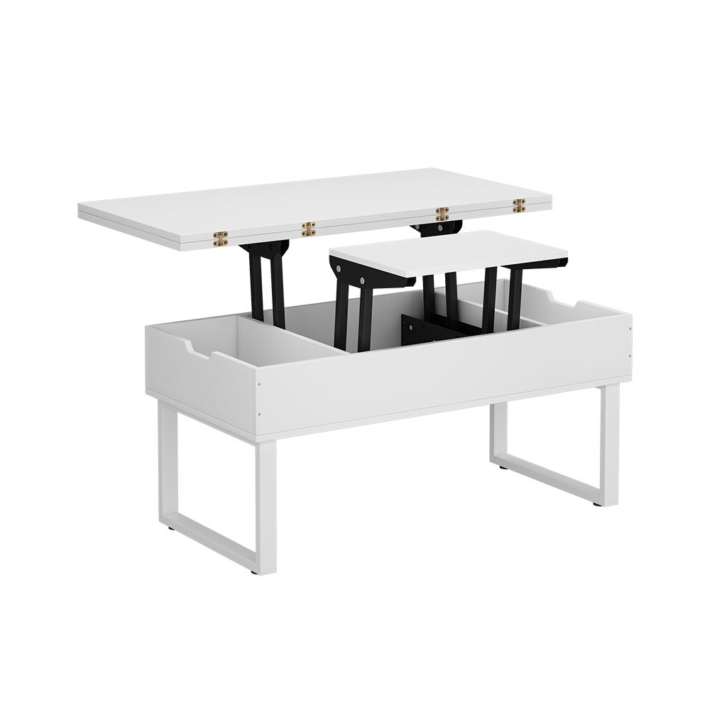Vicco Stolik kawowy Lifty, Biały, 100 x 50 cm z funkcją podnoszenia