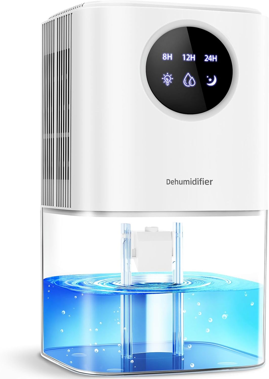 Biały osuszacz powietrza 1700 ml z powłoką antypleśniową, 22,5 W, ekologiczny, elektryczny, cichy osuszacz powietrza z 7-kolorową diodą LED, timerem