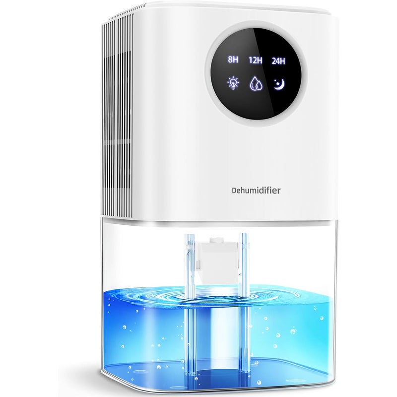 Biały osuszacz powietrza 1700 ml z powłoką antypleśniową, 22,5 W, ekologiczny, elektryczny, cichy osuszacz powietrza z 7-kolorową diodą LED, timerem