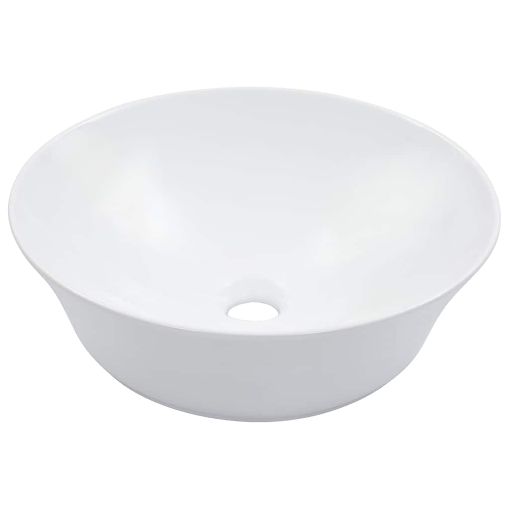 Umywalka Nablatowa Ceramiczna Okrągła Biała do Łazienki 41 cm
