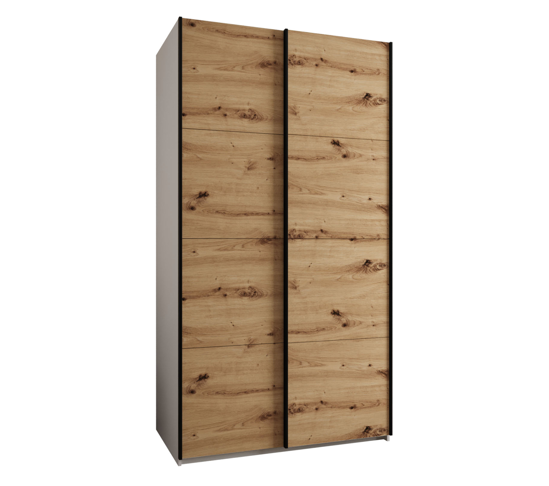 Szafa przesuwna wysoka Lux 1 130 x 64 x 245,5 cm biały + artisan + u. czarny - Abiks Meble