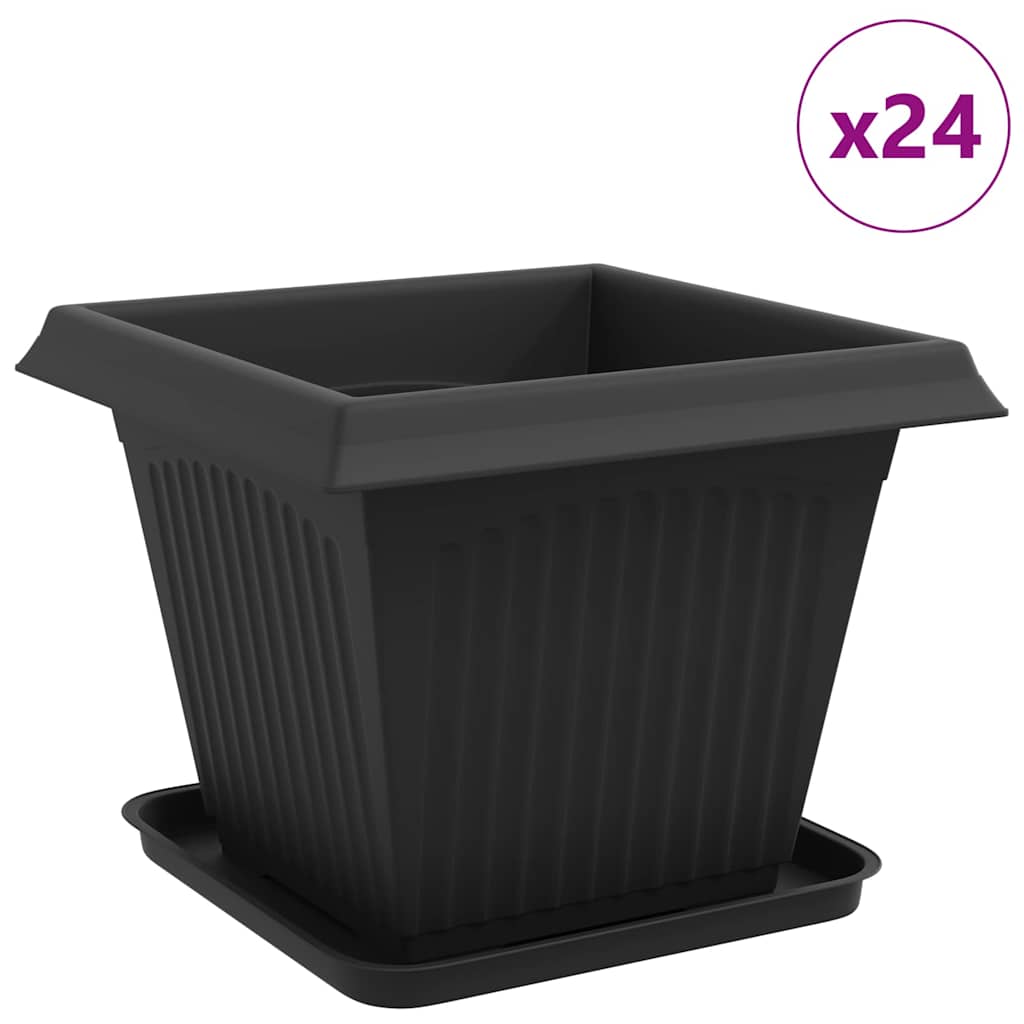 Doniczki 24 pcs Czarny 38 x 38 x 30 cm Z tworzywa sztucznego