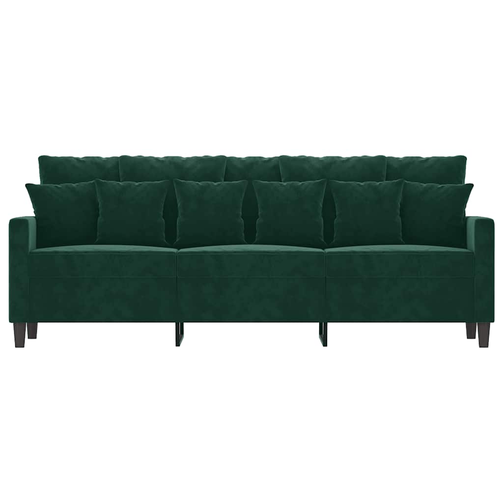 Sofa 3-osobowa, ciemnozielony, 180 cm, obita aksamitem
