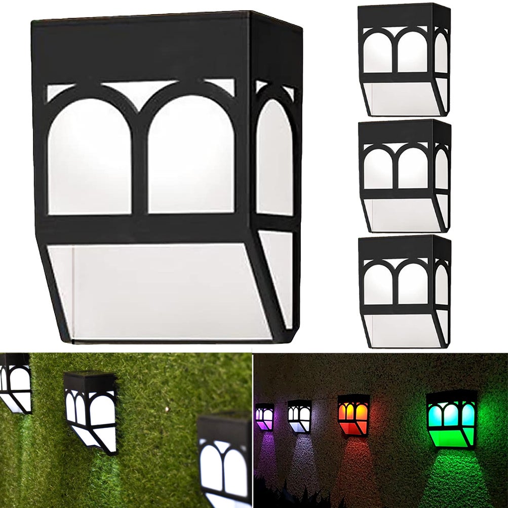 Zestaw 4 lamp solarnych do ogrodu, lampy ogrodowe LED do ogrodzeń w 2 trybach, wodoodporne lampy tarasowe, solarna lampa ścienna