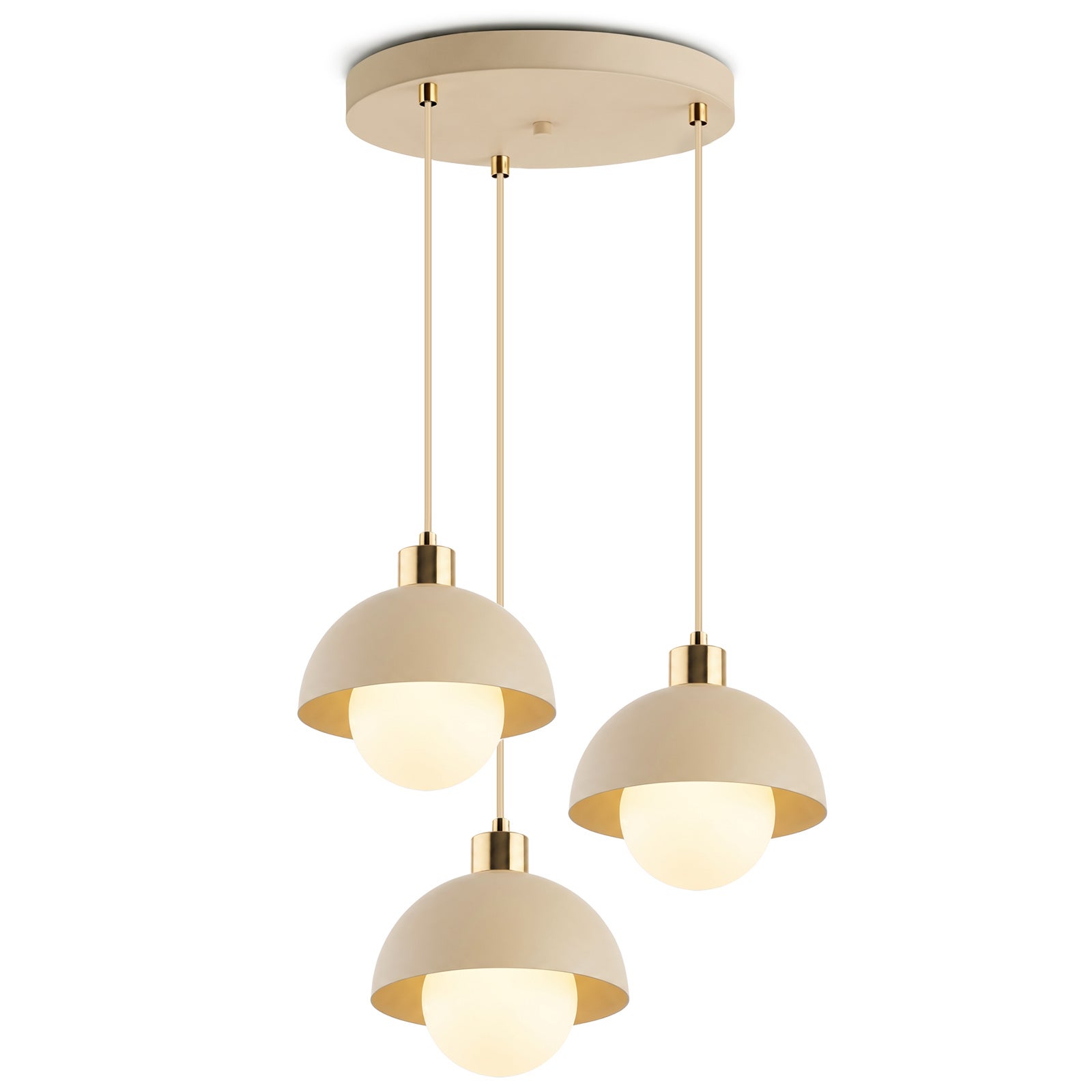 Lampa sufitowa wisząca żyrandol szklane kule beżowa kaszmir ecru 3xg9