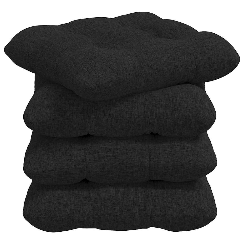 Poduszki na siedziska 4 pcs tkanina Czarny 40 x 40 x 12 cm